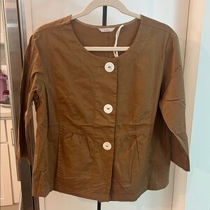 New Kleen Neutral Brown Utility Jacket with Large Button Front sz M
